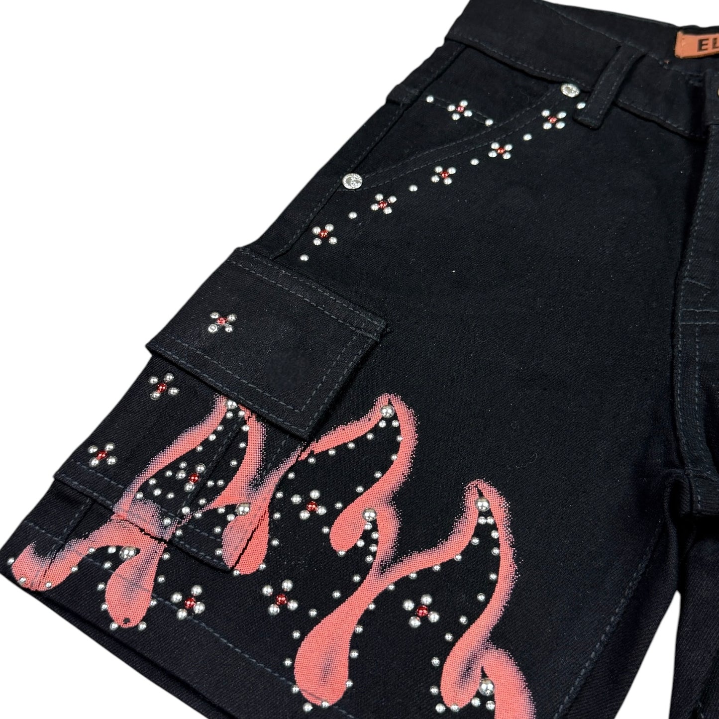 Winners Jet Black Kids Rhinestones Denim Shorts