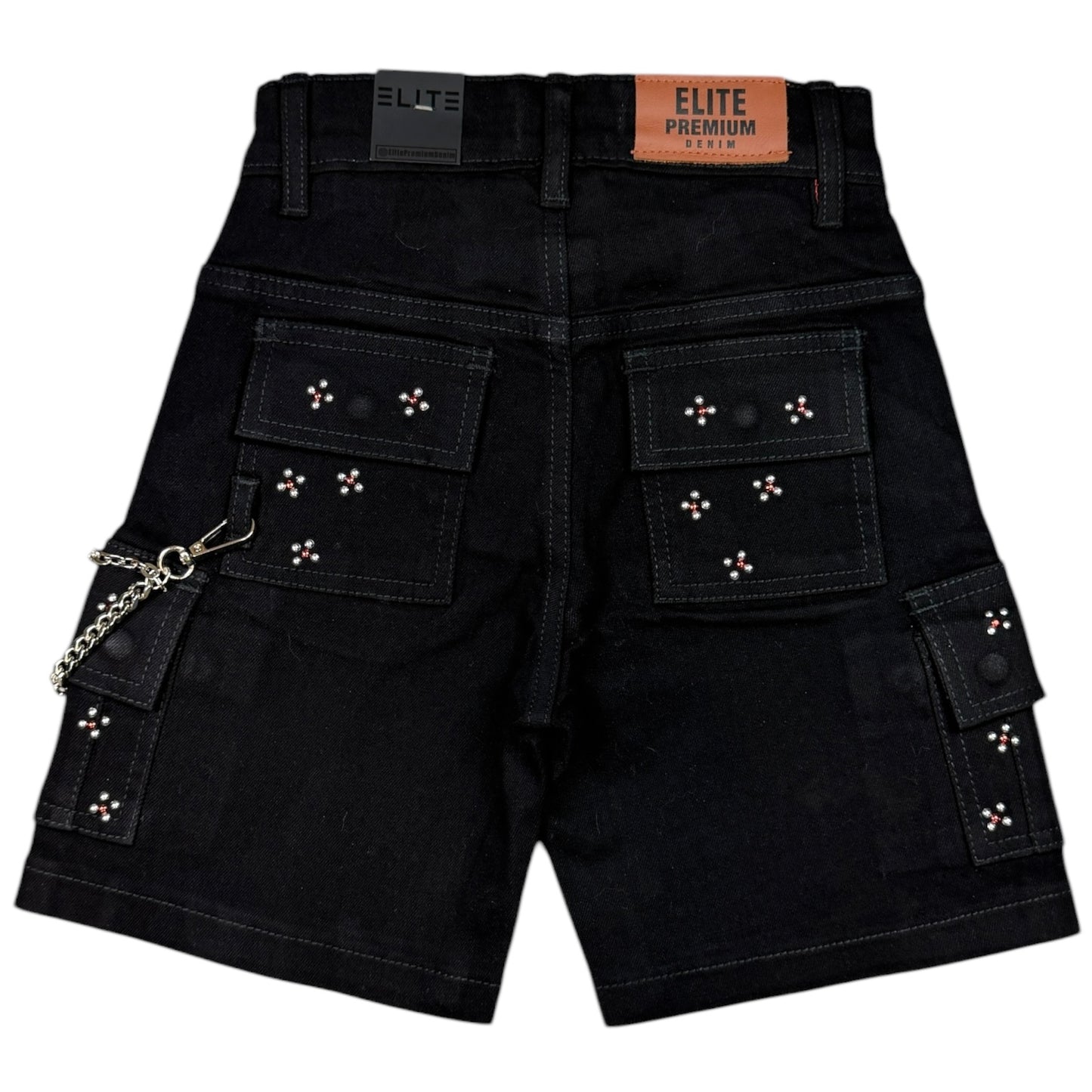 Winners Jet Black Kids Rhinestones Denim Shorts