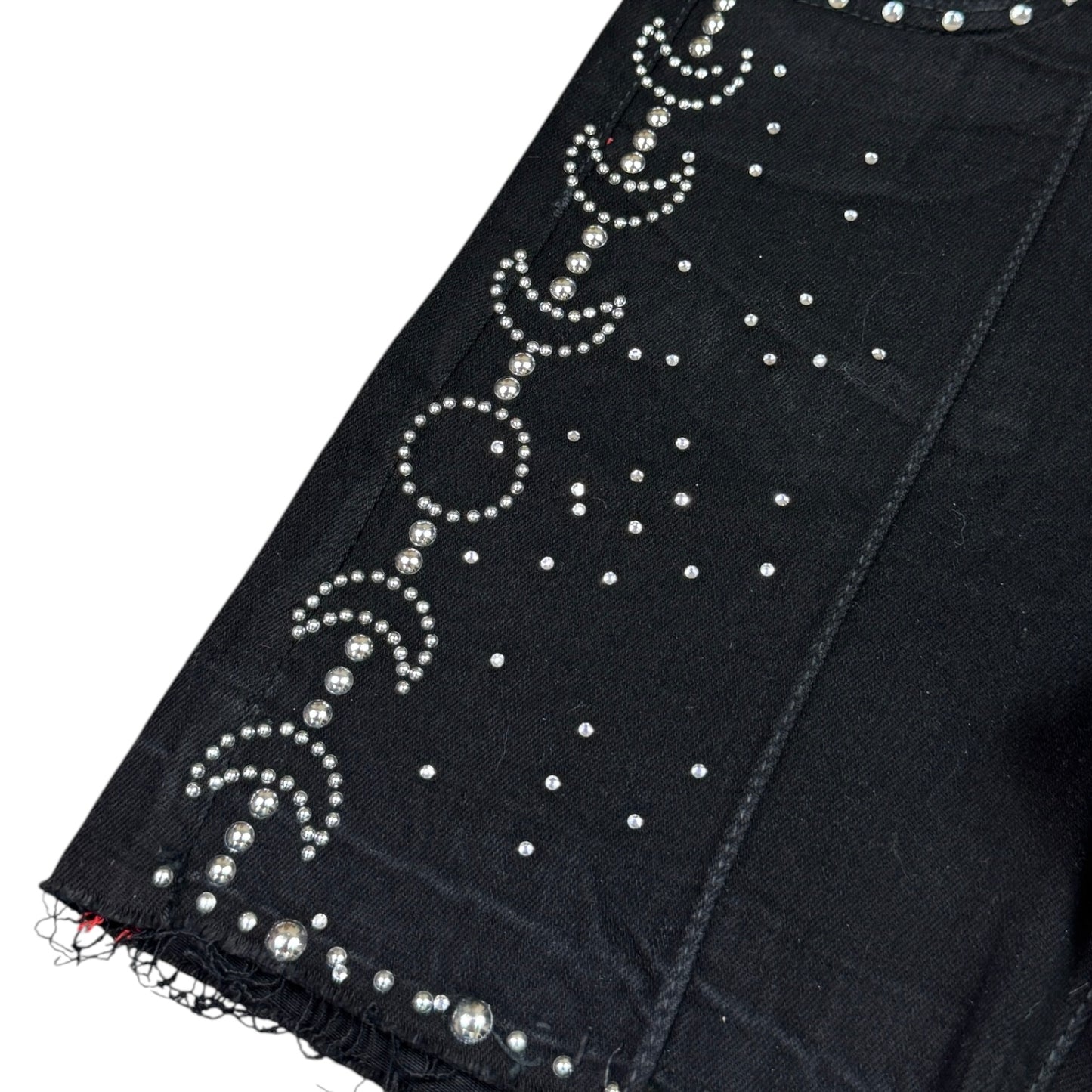 Jet Black Moon Phase Kids Rhinestones Denim Shorts