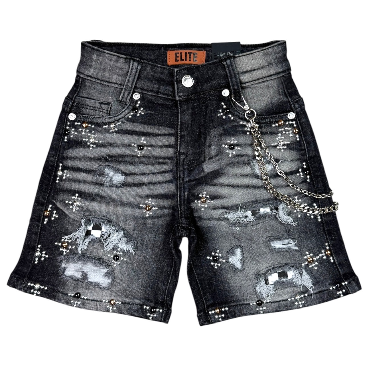 Faded Black Washed Kids Denim Shorts