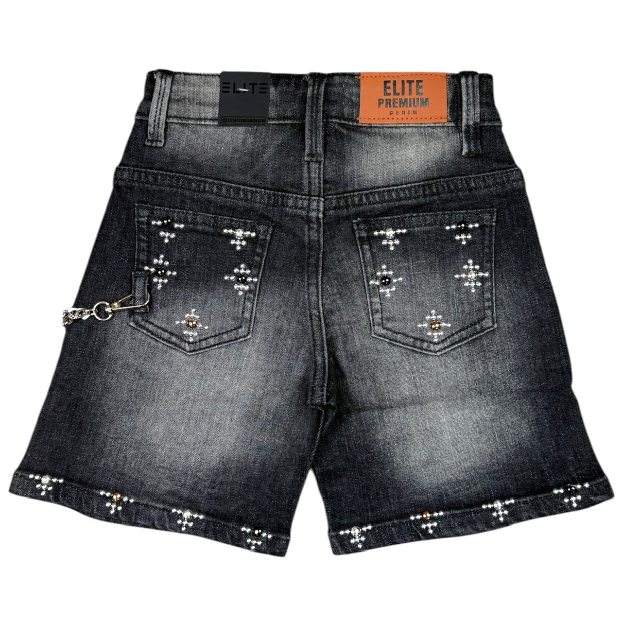 Faded Black Washed Kids Denim Shorts