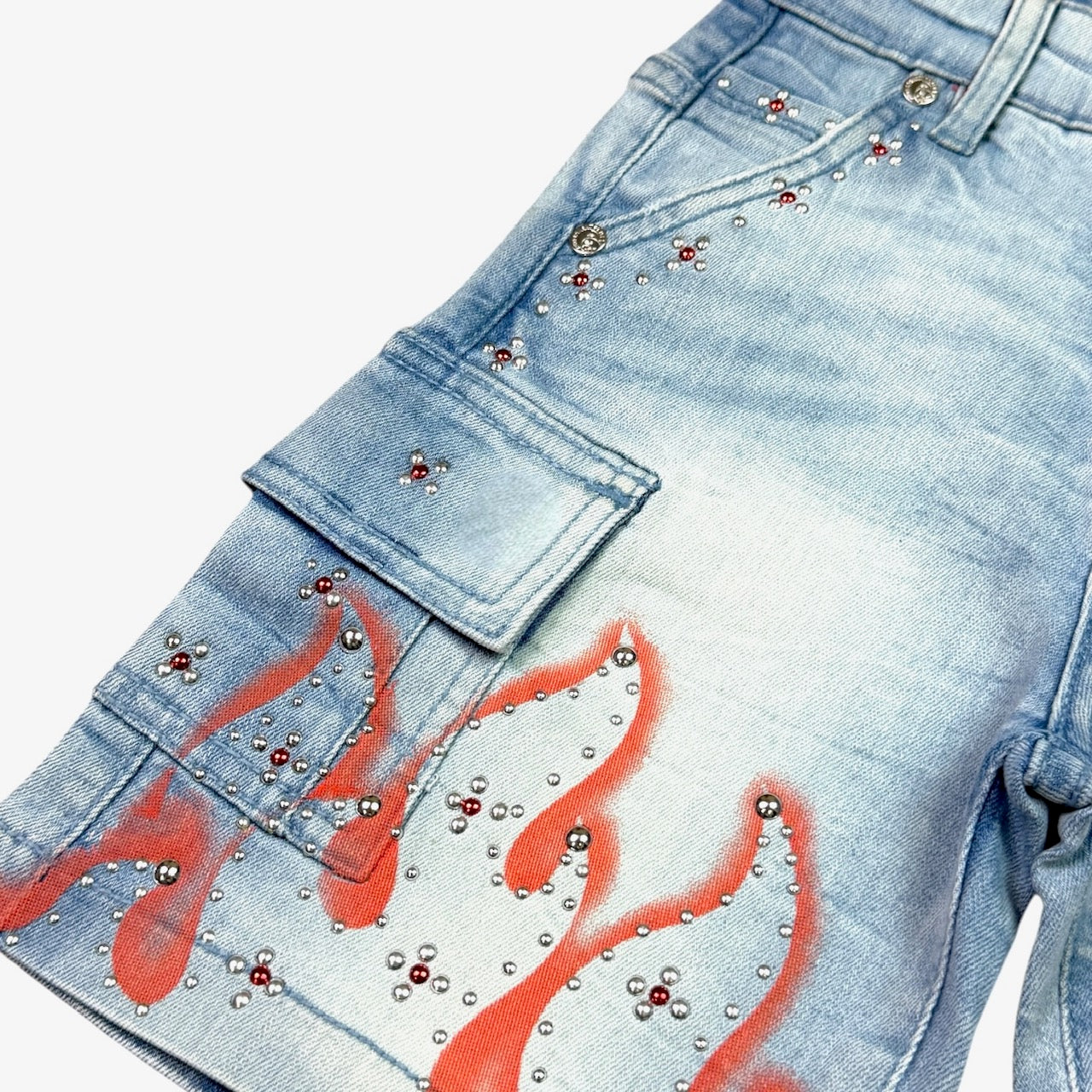Winners Light Wash Kids Rhinestones Denim Shorts