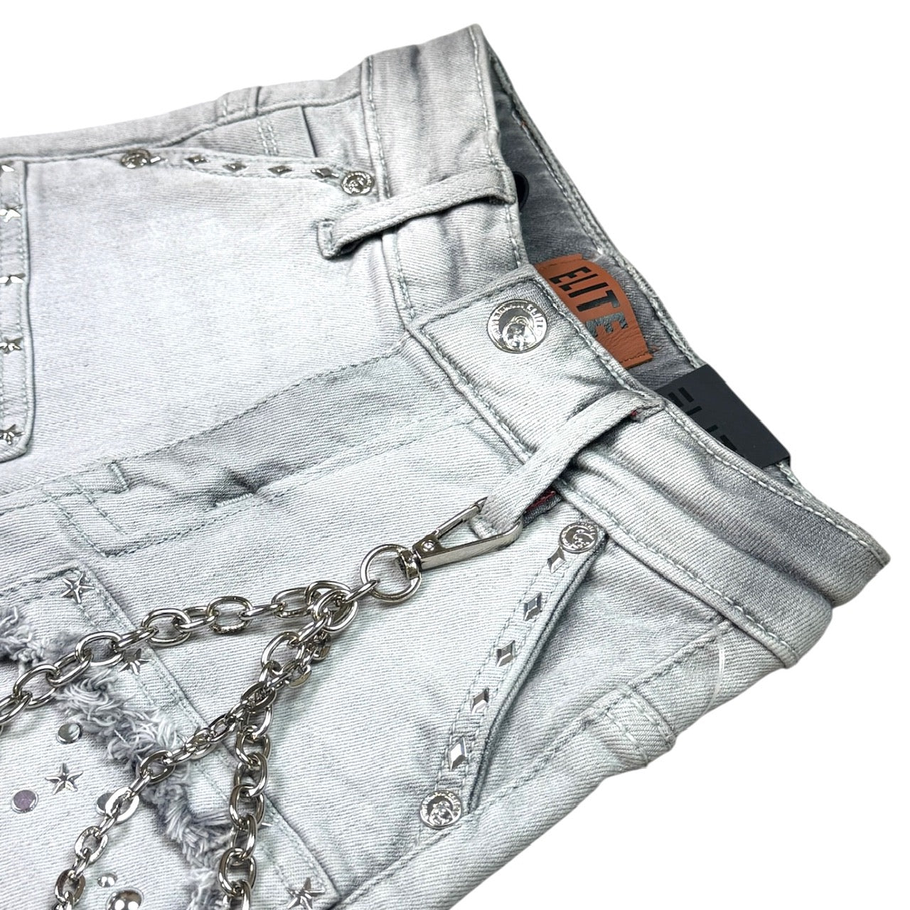 Flint Grey Kids Rhinestones Denim Shorts