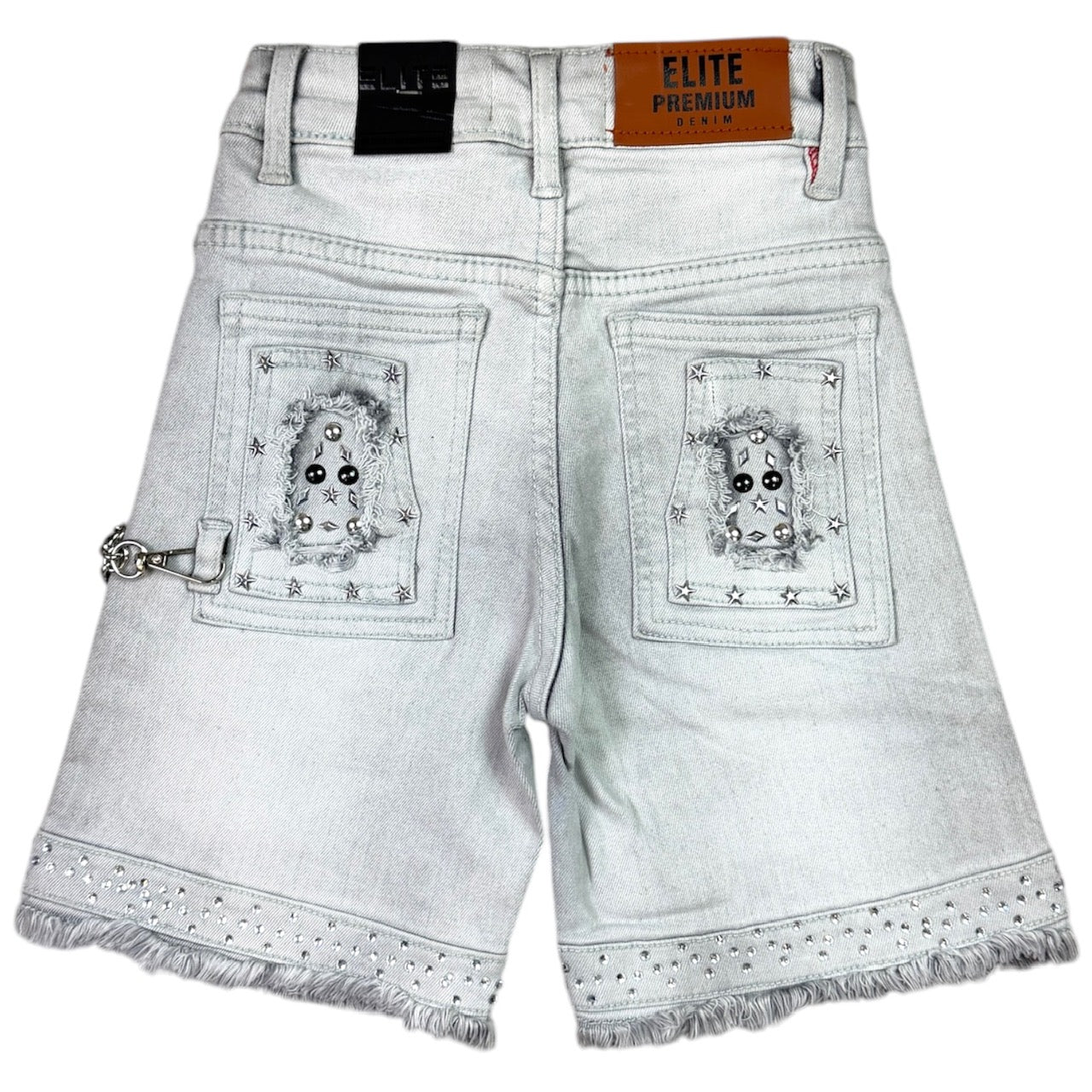 Flint Grey Kids Rhinestones Denim Shorts