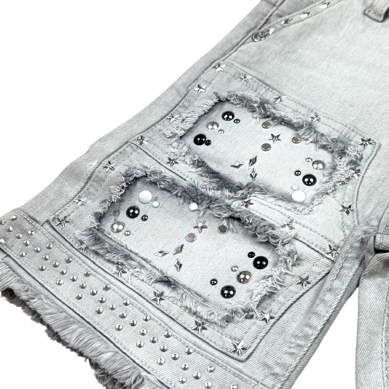 Flint Grey Kids Rhinestones Denim Shorts