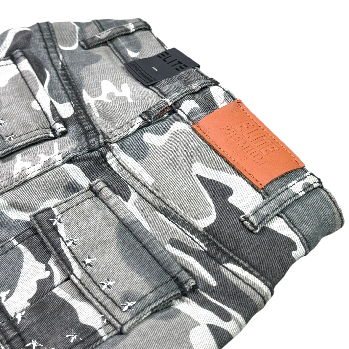 A12 Patch Work Gray Army Kids Denim Shorts
