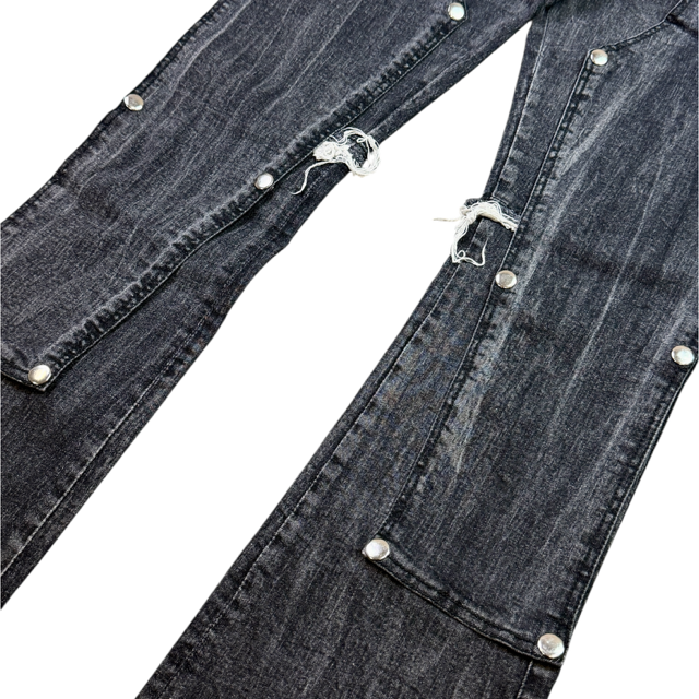 Double Waist Faded Black Padded Kids Denim Jeans
