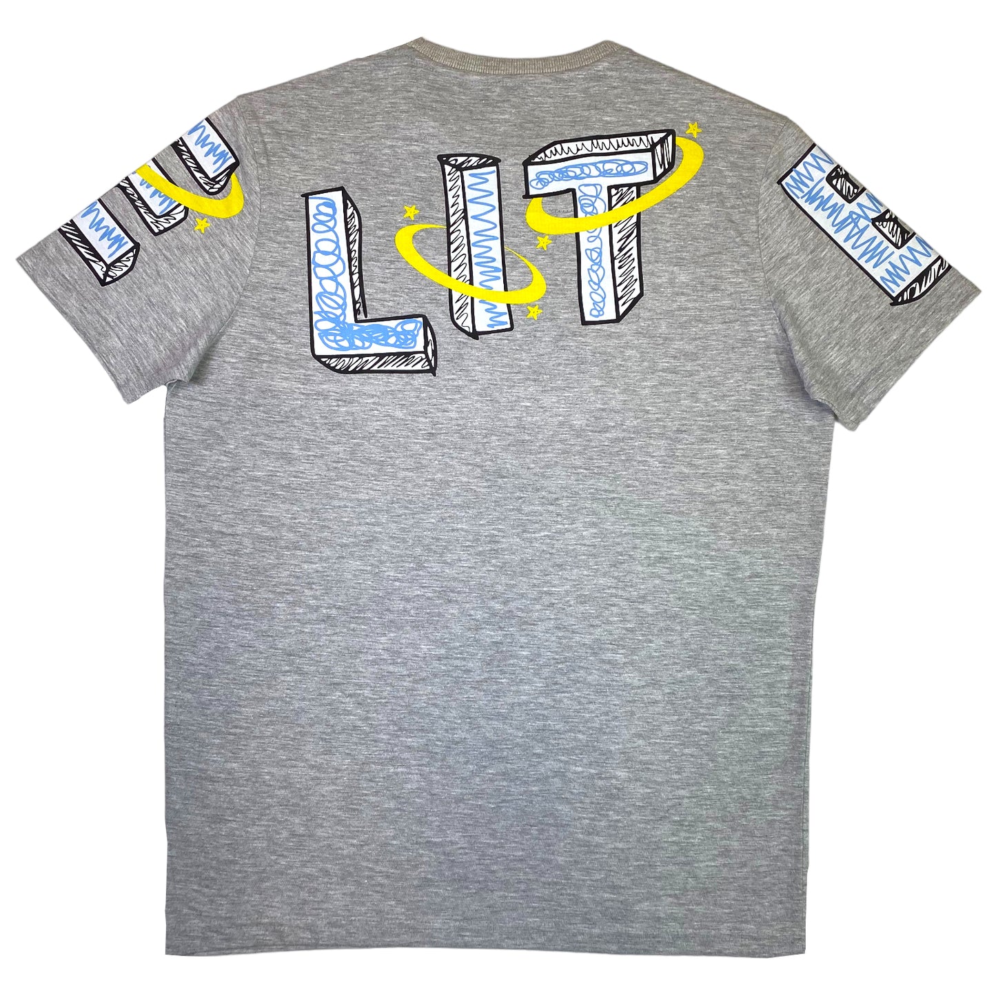 Lit Back Graphic Premium Mens Tee Grey