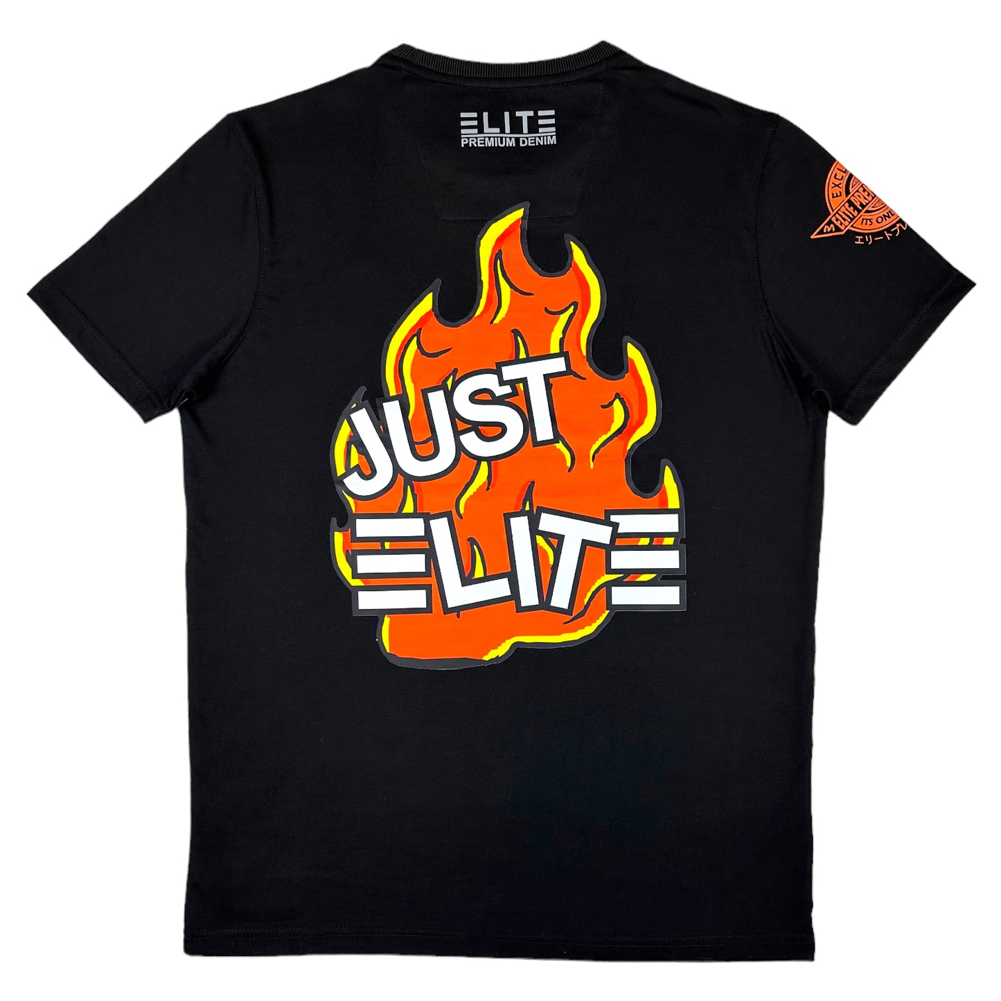 Flame Back Graphic Premium Mens Tee Black