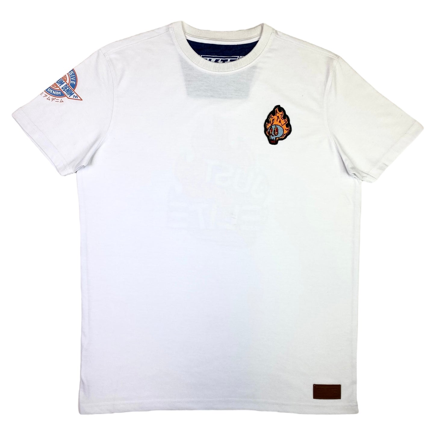 Flame Back Graphic Premium Mens Tee White