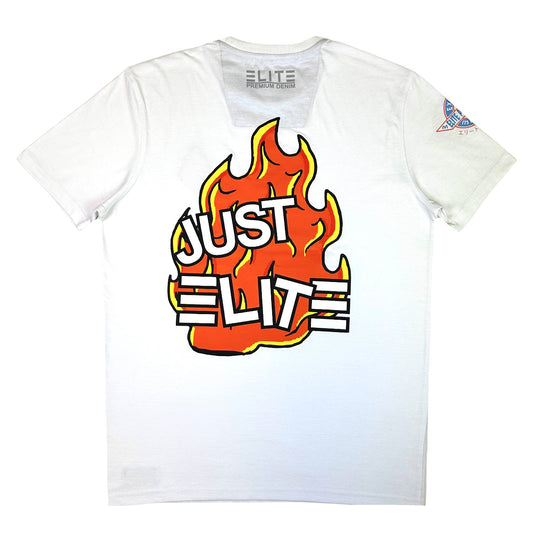 Flame Back Graphic Premium Mens Tee White