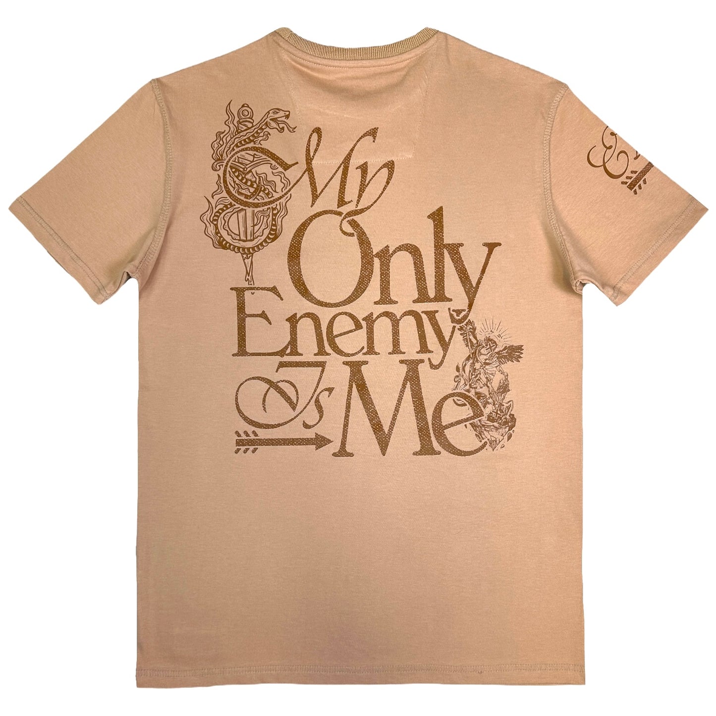 Enemy Back Graphic Premium Mens Tee Tan