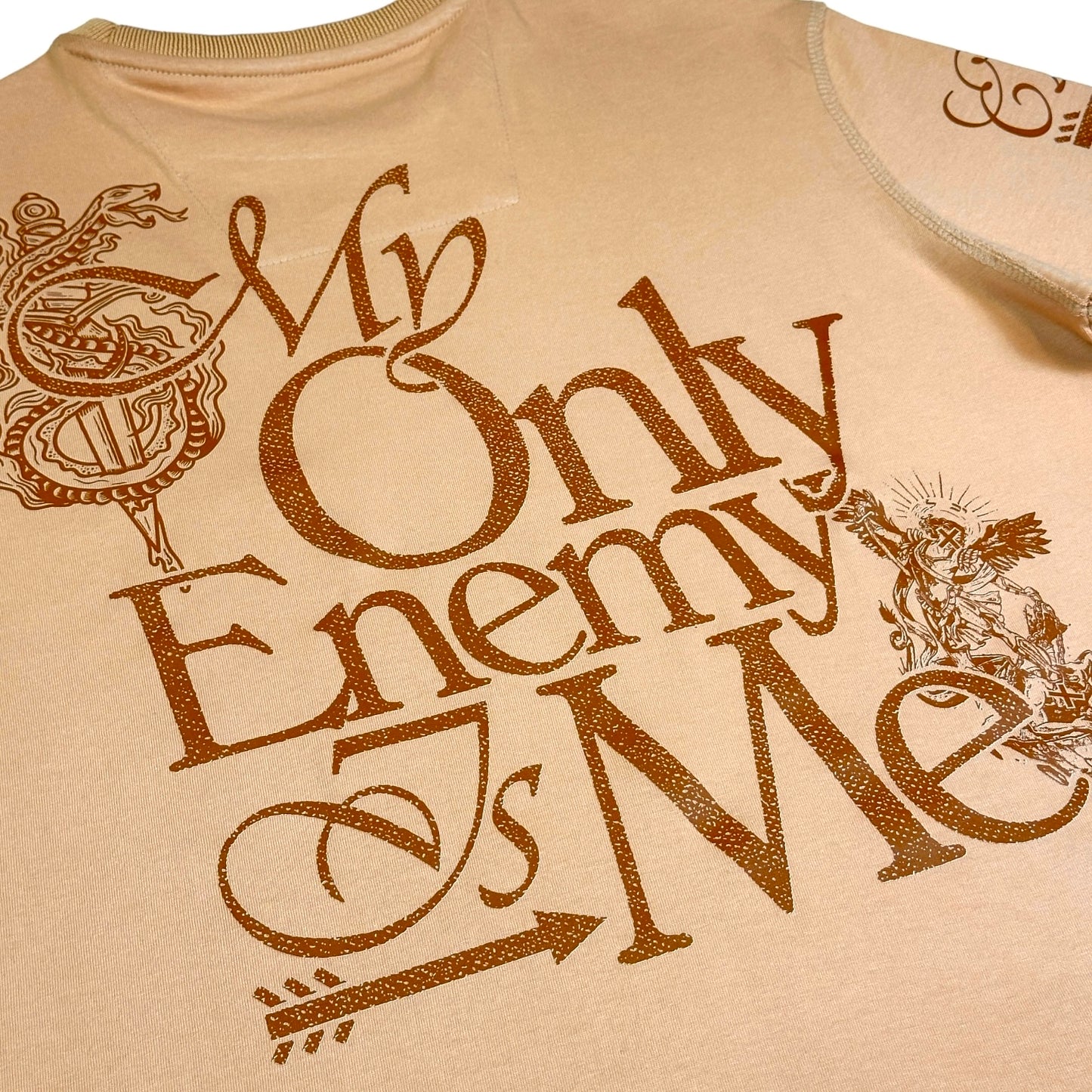 Enemy Back Graphic Premium Mens Tee Tan