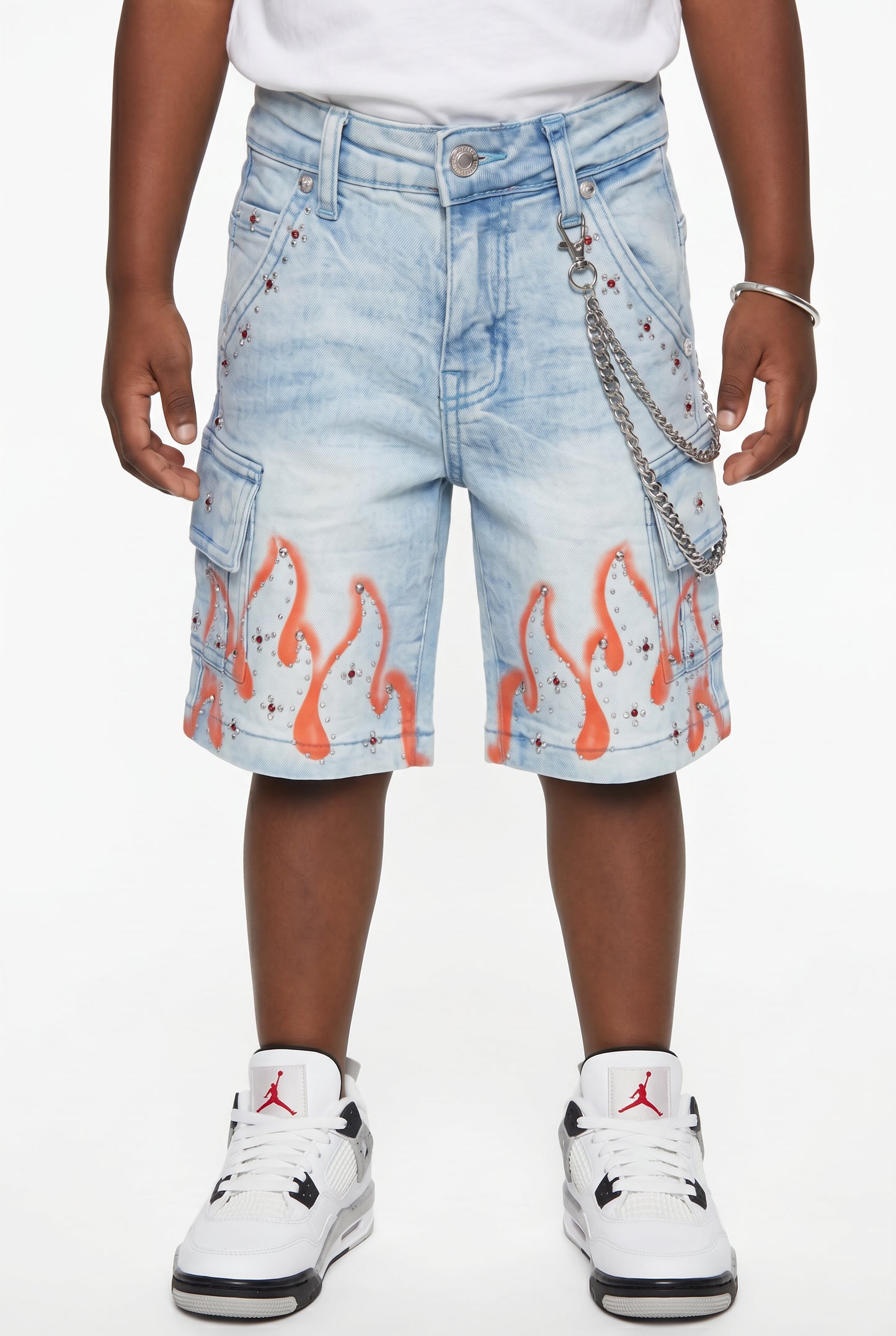 Winners Light Wash Kids Rhinestones Denim Shorts
