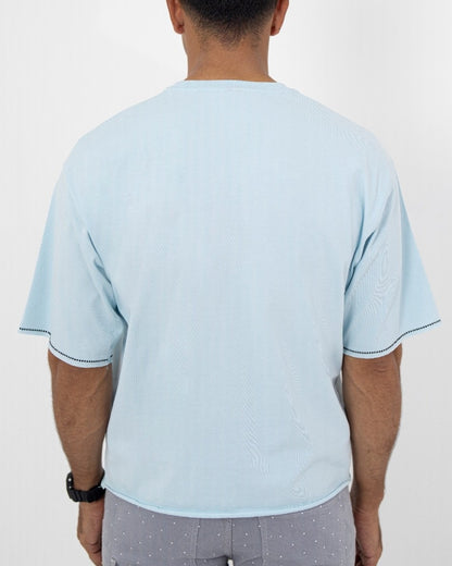 Locked In Baby Blue Rhinestone Cropped Premium Mens Tee