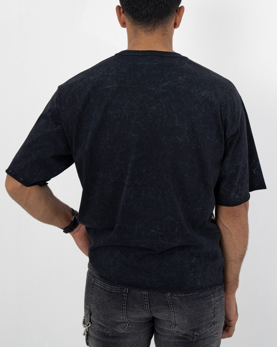 Full Speed Black Rhinestone Cropped Premium Mens Tee