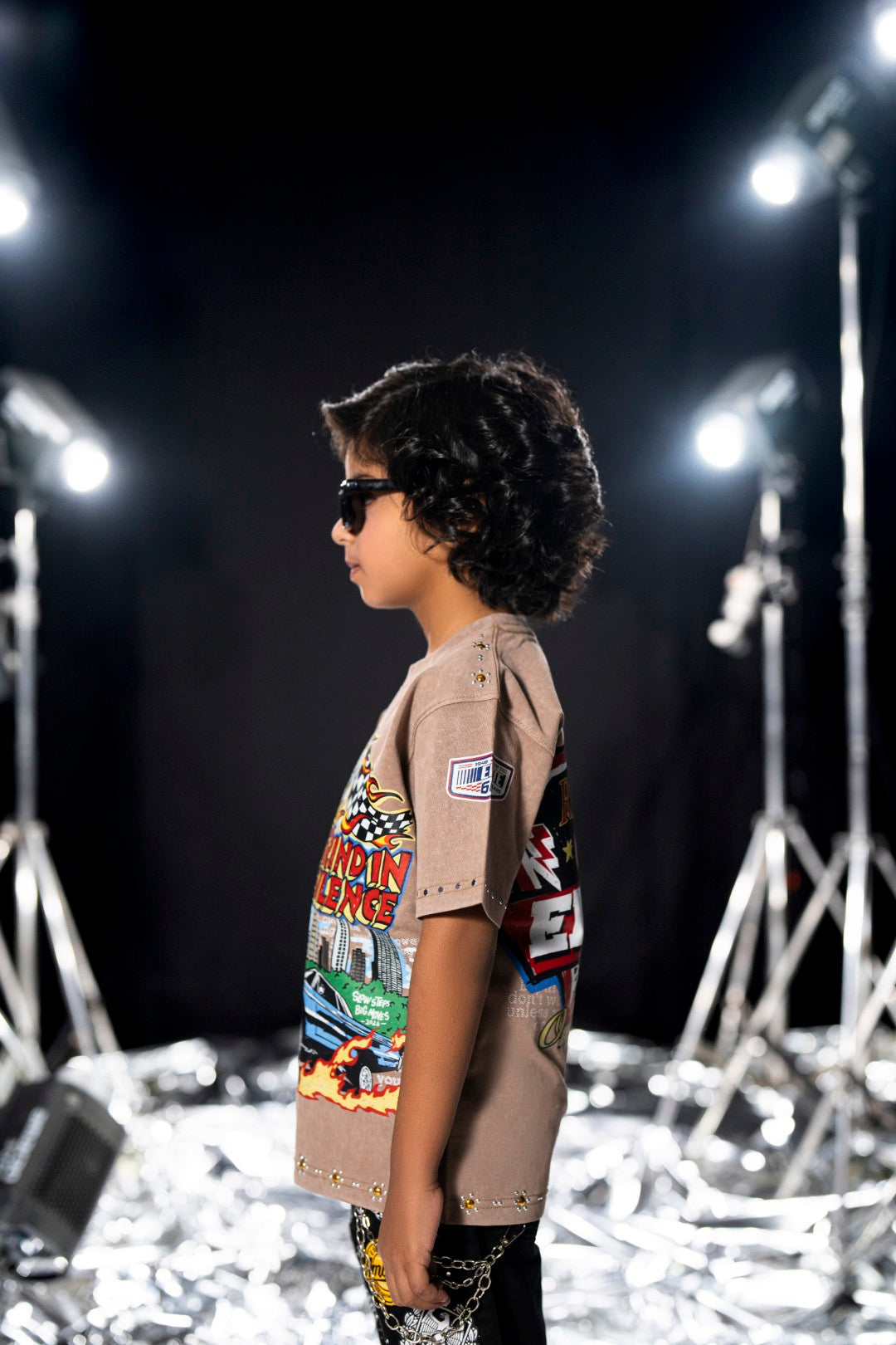 Grind In Silence Brown Kids Tee