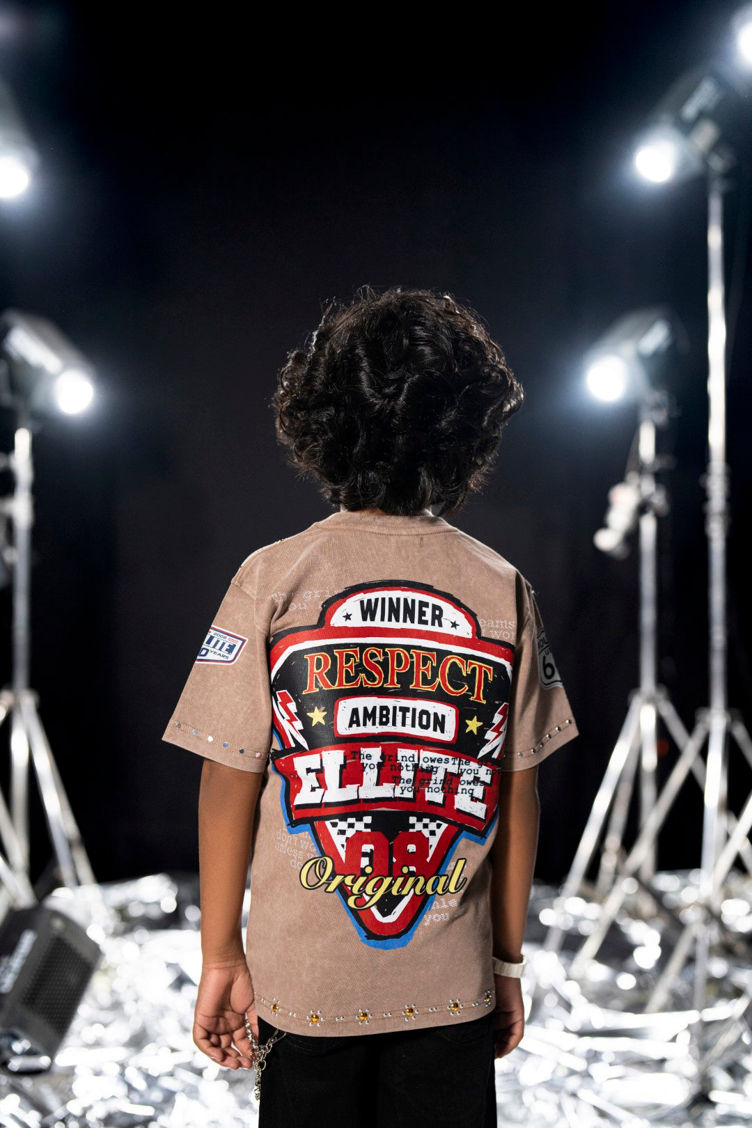 Grind In Silence Brown Kids Tee