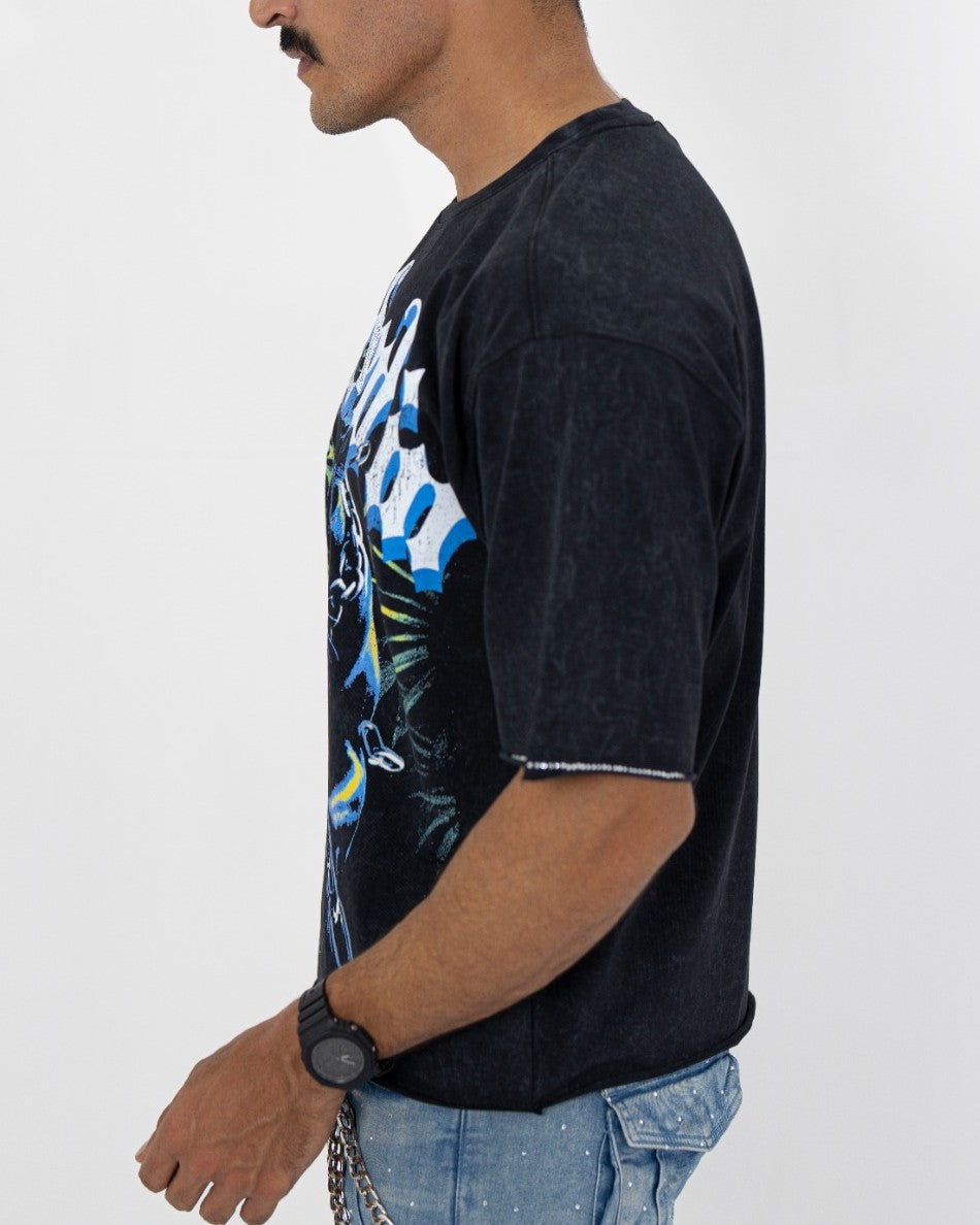 Locked In Black Rhinestone Cropped Premium Mens Tee