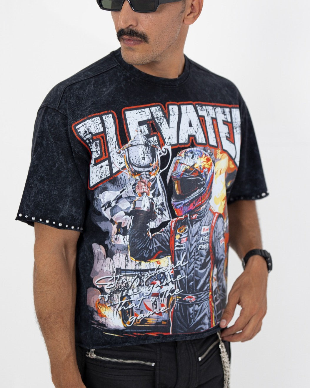 Elevated Rhinestone Cropped Premium Mens Tee