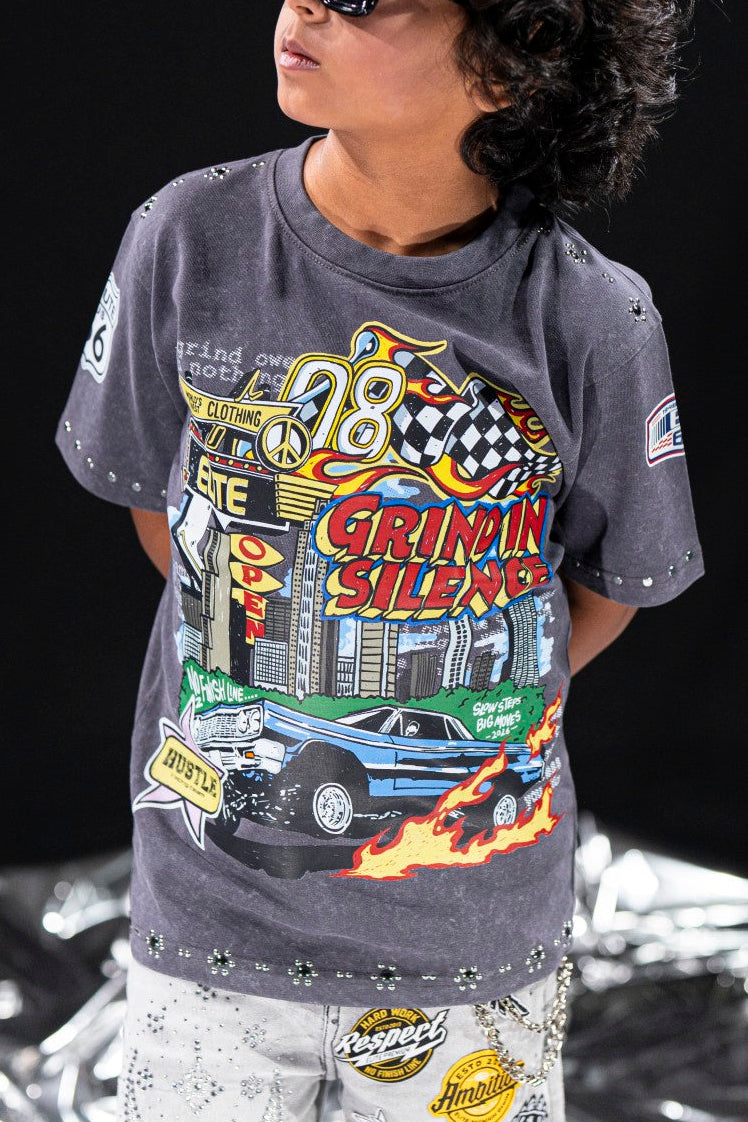 Grind In Silence Grey Kids Tee