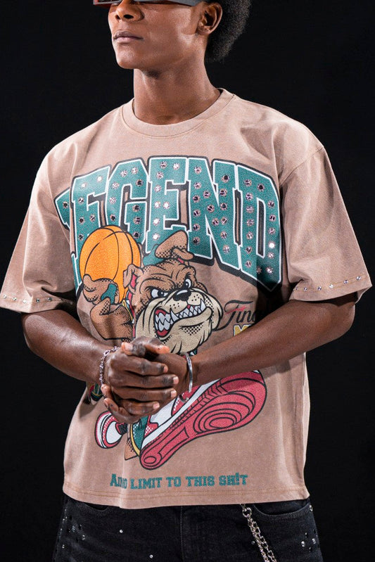 LEGEND Embellished Mens Tee Brown