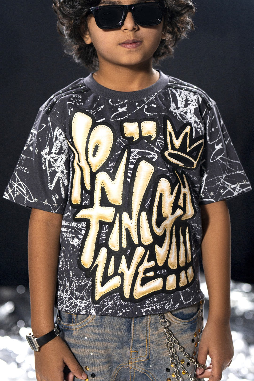 No Finish Line Black Kids Tee
