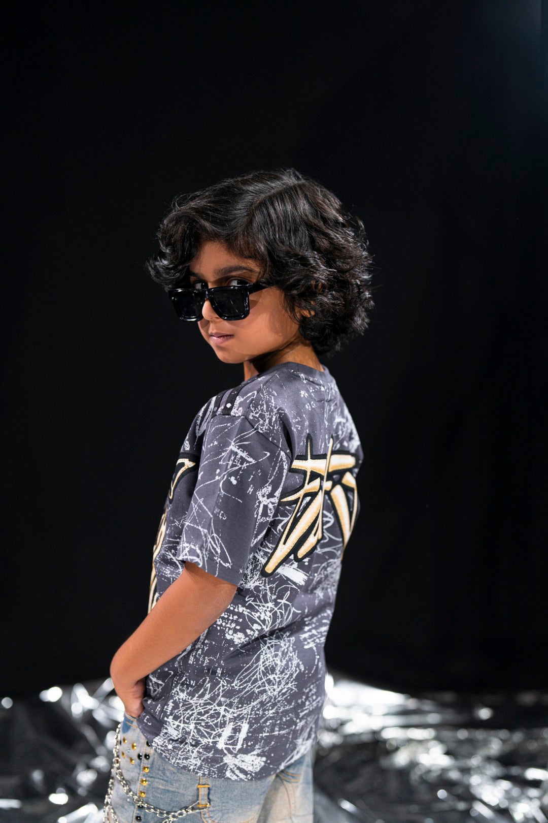 No Finish Line Black Kids Tee