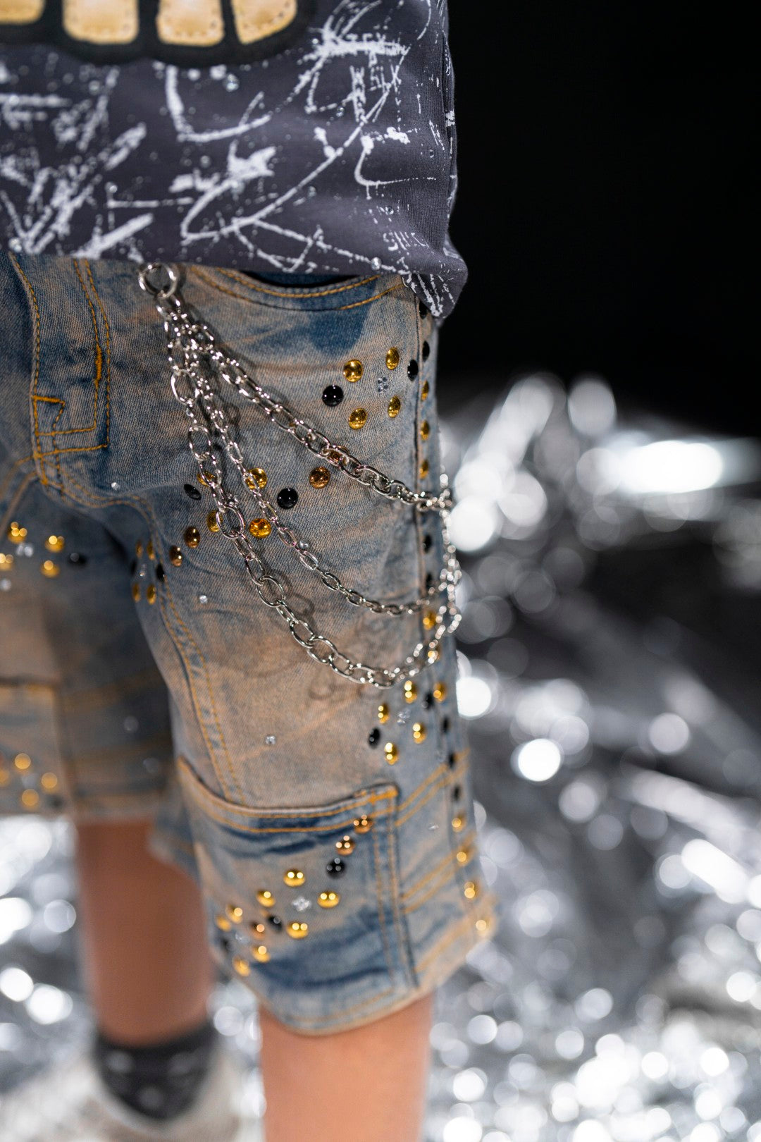 Movie Star Vintage Kids Rhinestones Denim Shorts