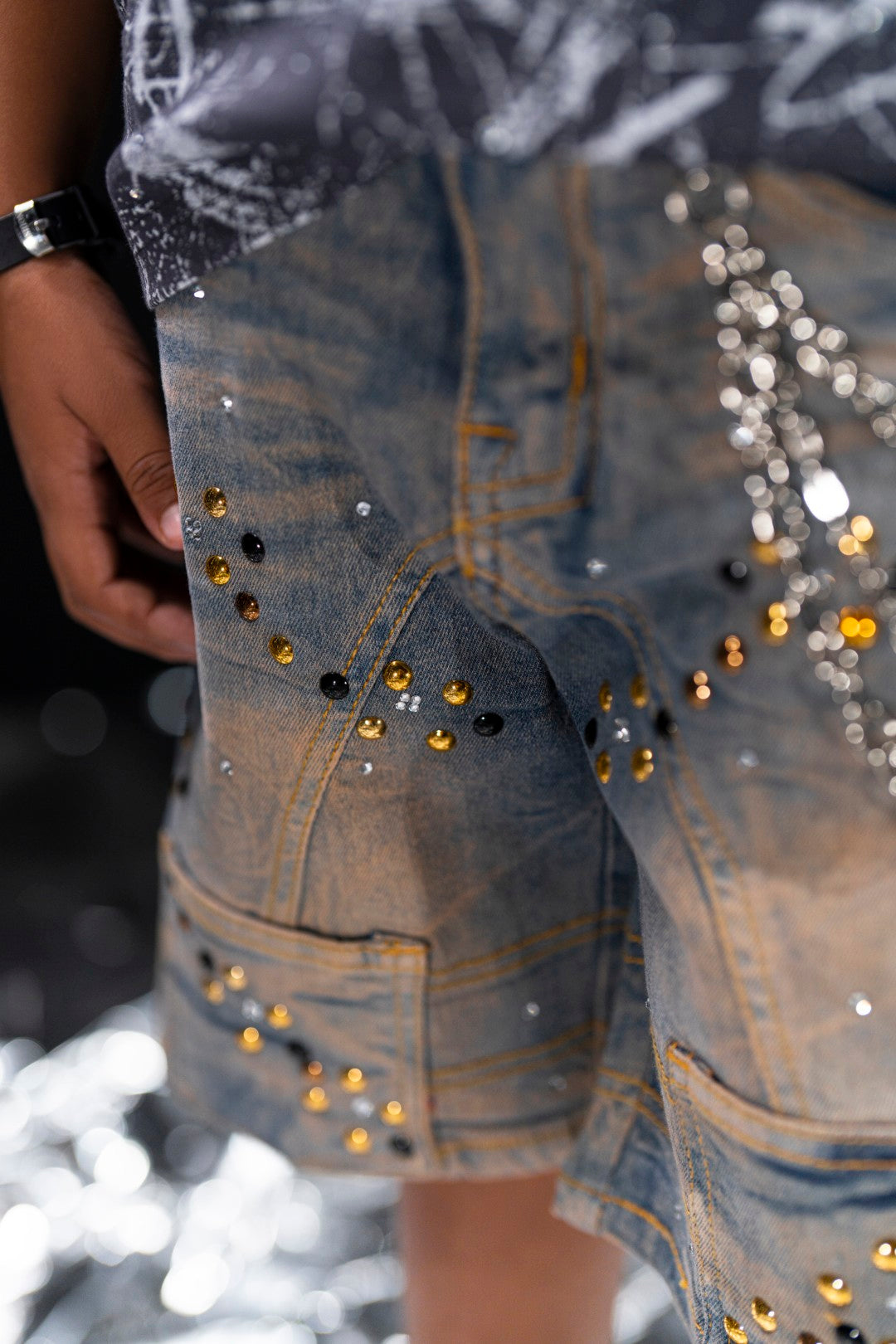 Movie Star Vintage Kids Rhinestones Denim Shorts