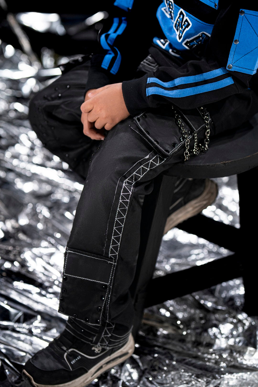 Black Wax Stars Studded Kids Denim Jeans