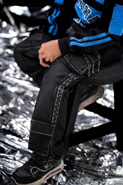 Black Wax Stars Studded Kids Denim Jeans