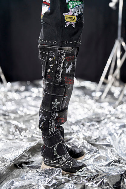 Black Graffiti Kids Denim Jeans