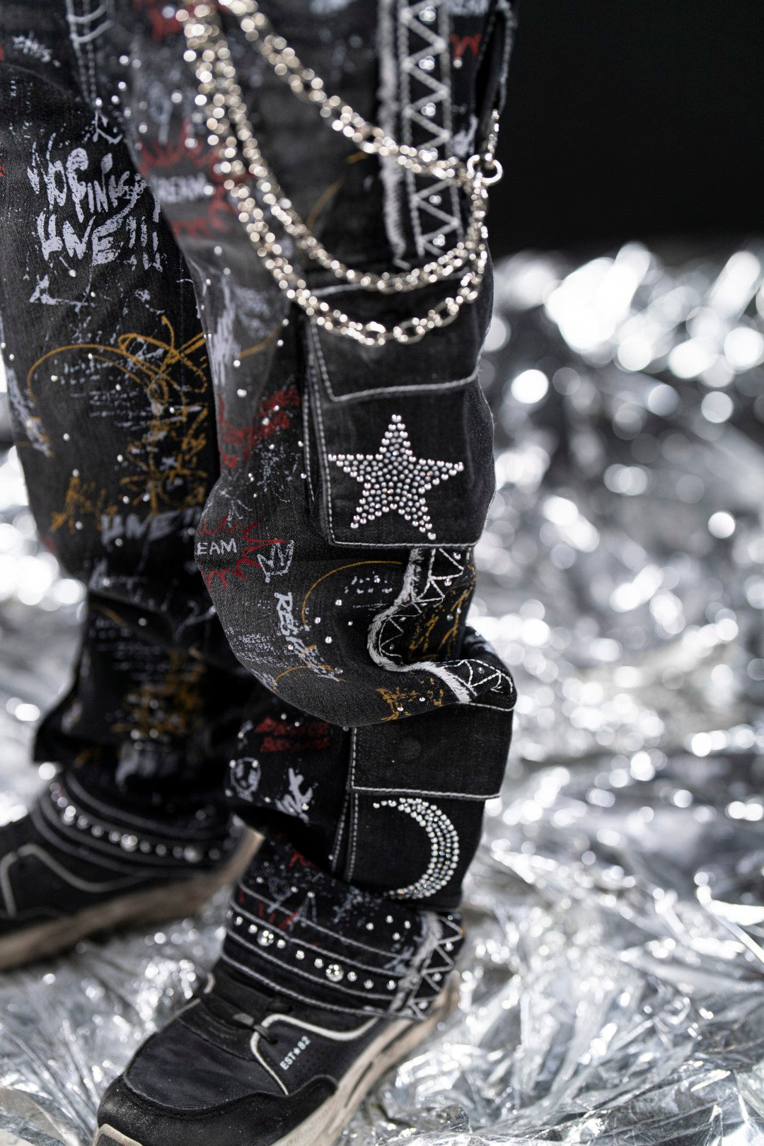 Black Graffiti Kids Denim Jeans