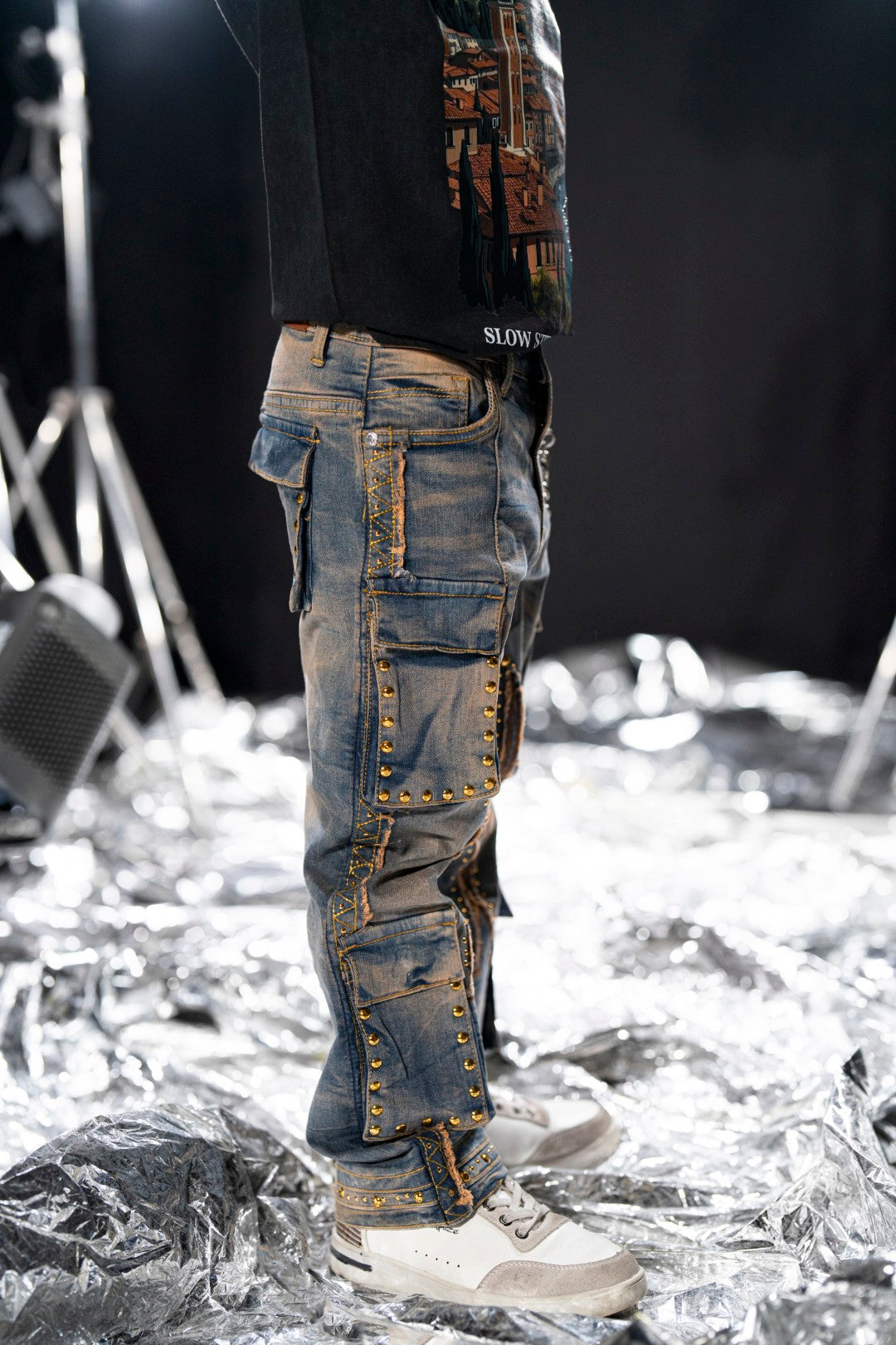 Vintage Stars Studded Kids Denim Jeans