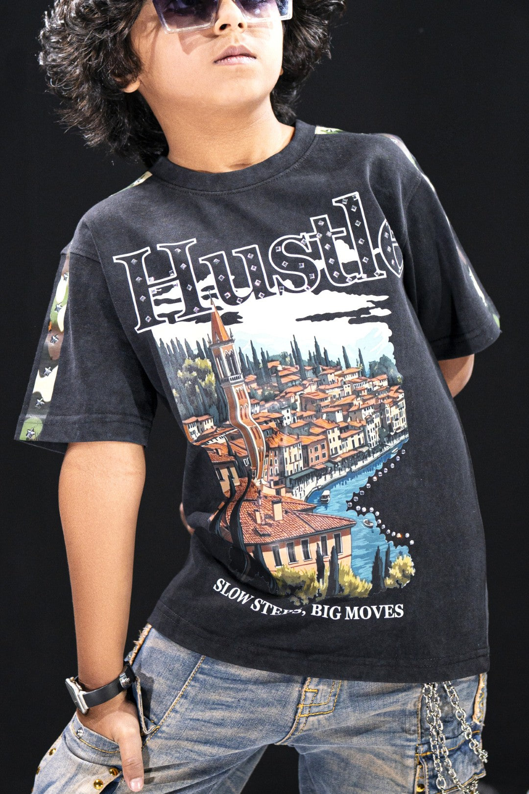 Hustle Black Kids Tee