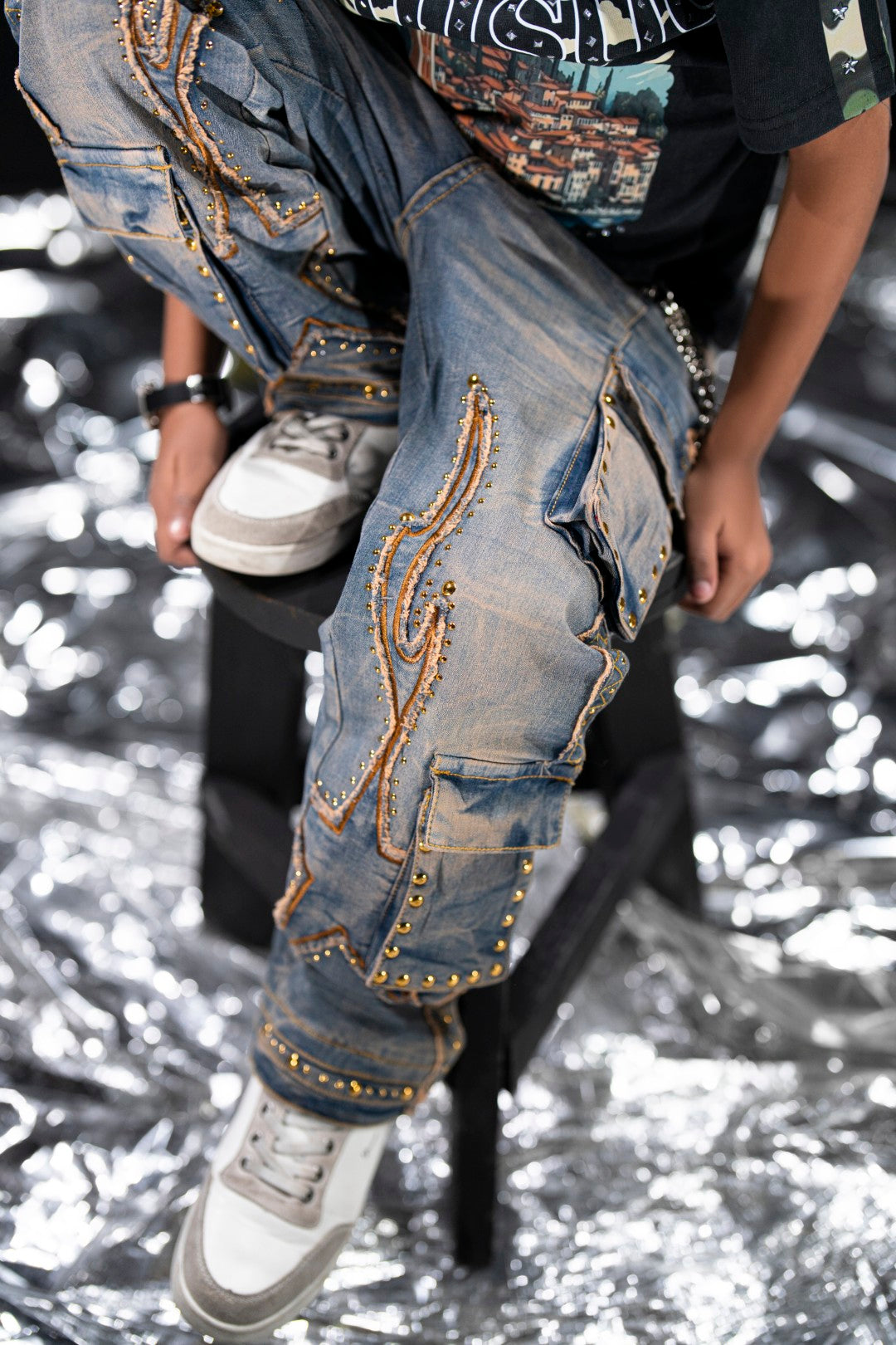 Vintage Stars Studded Kids Denim Jeans