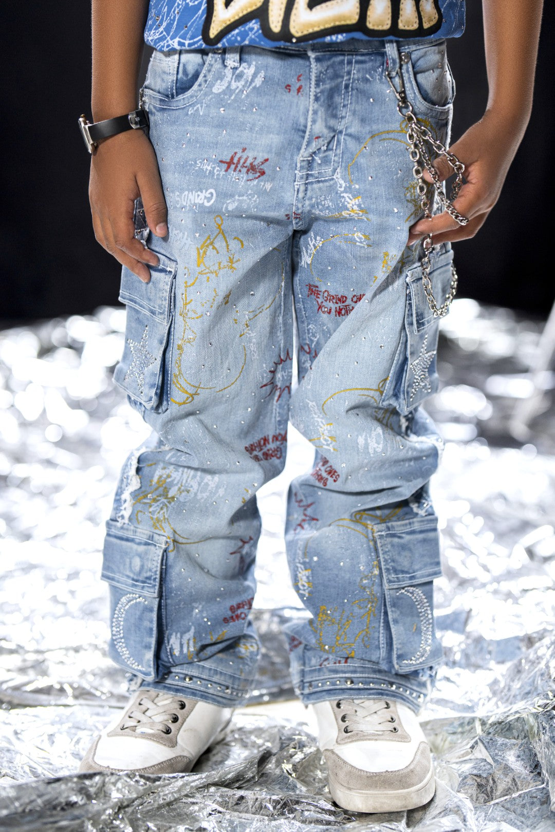 Blue Graffiti Kids Denim Jeans