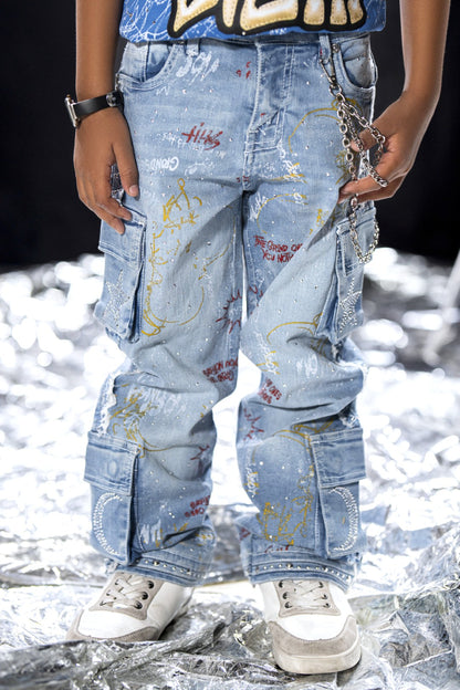 Blue Graffiti Kids Denim Jeans