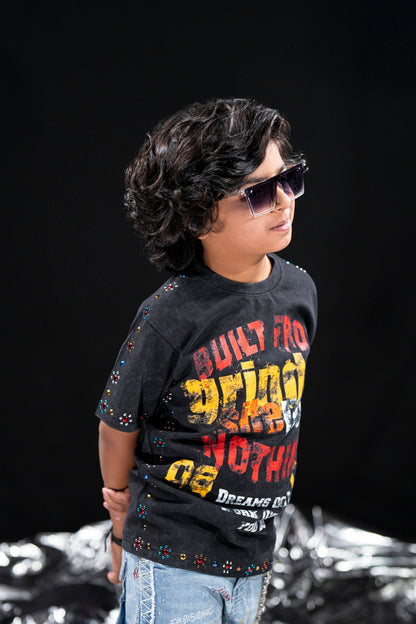Built From Nothing Studded Black Kids Tee