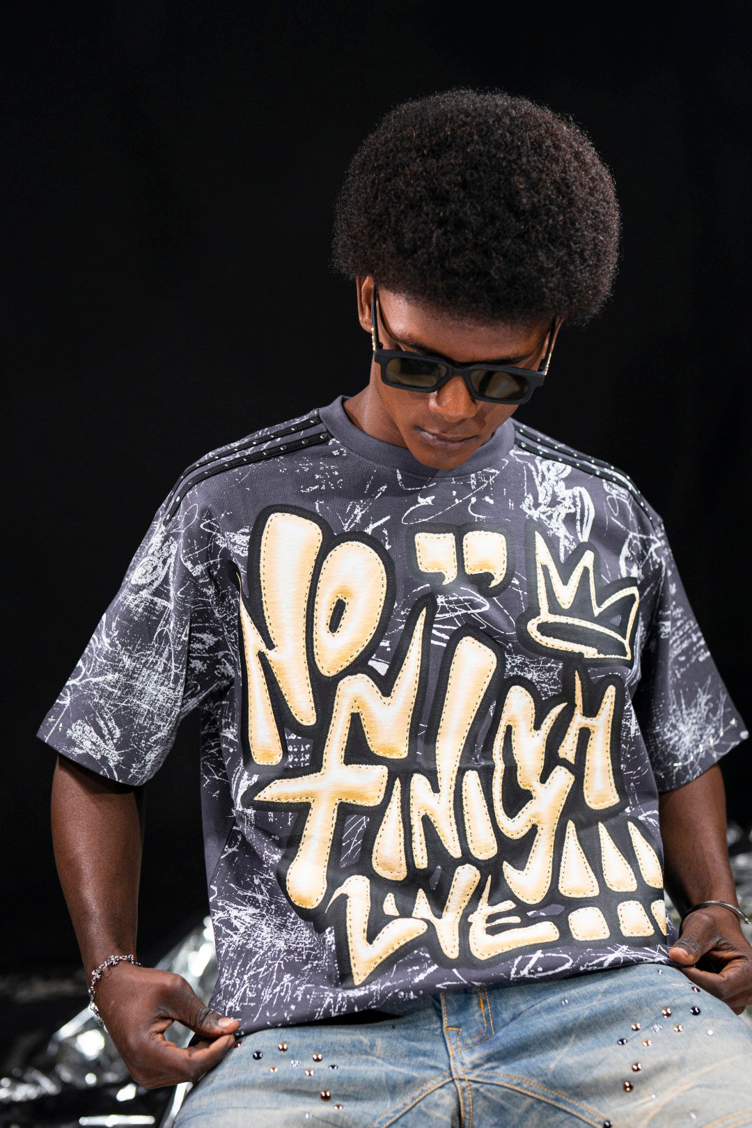 No Finish Line Grey Premium Mens Tee