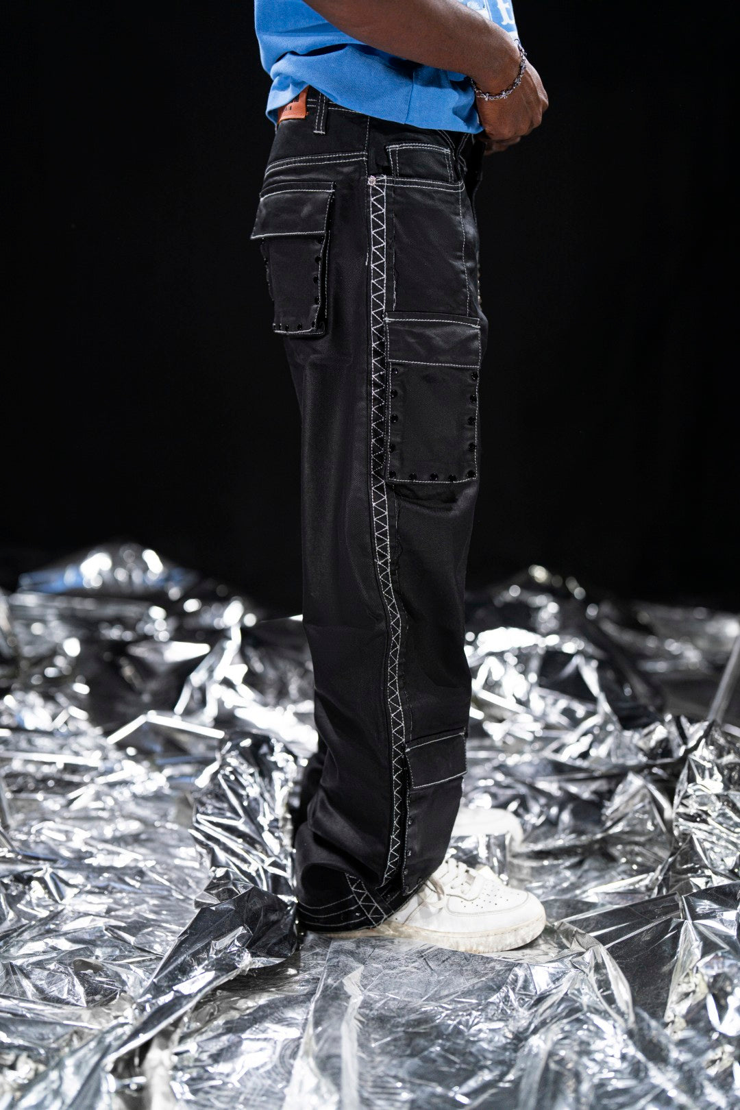 Stars Black Mens Cargo Jeans + Chain