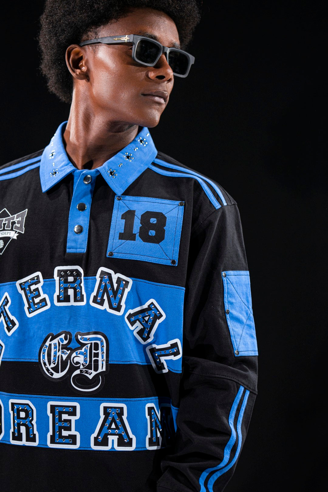 Eternal Dreams Embellished Mens Polo Blue