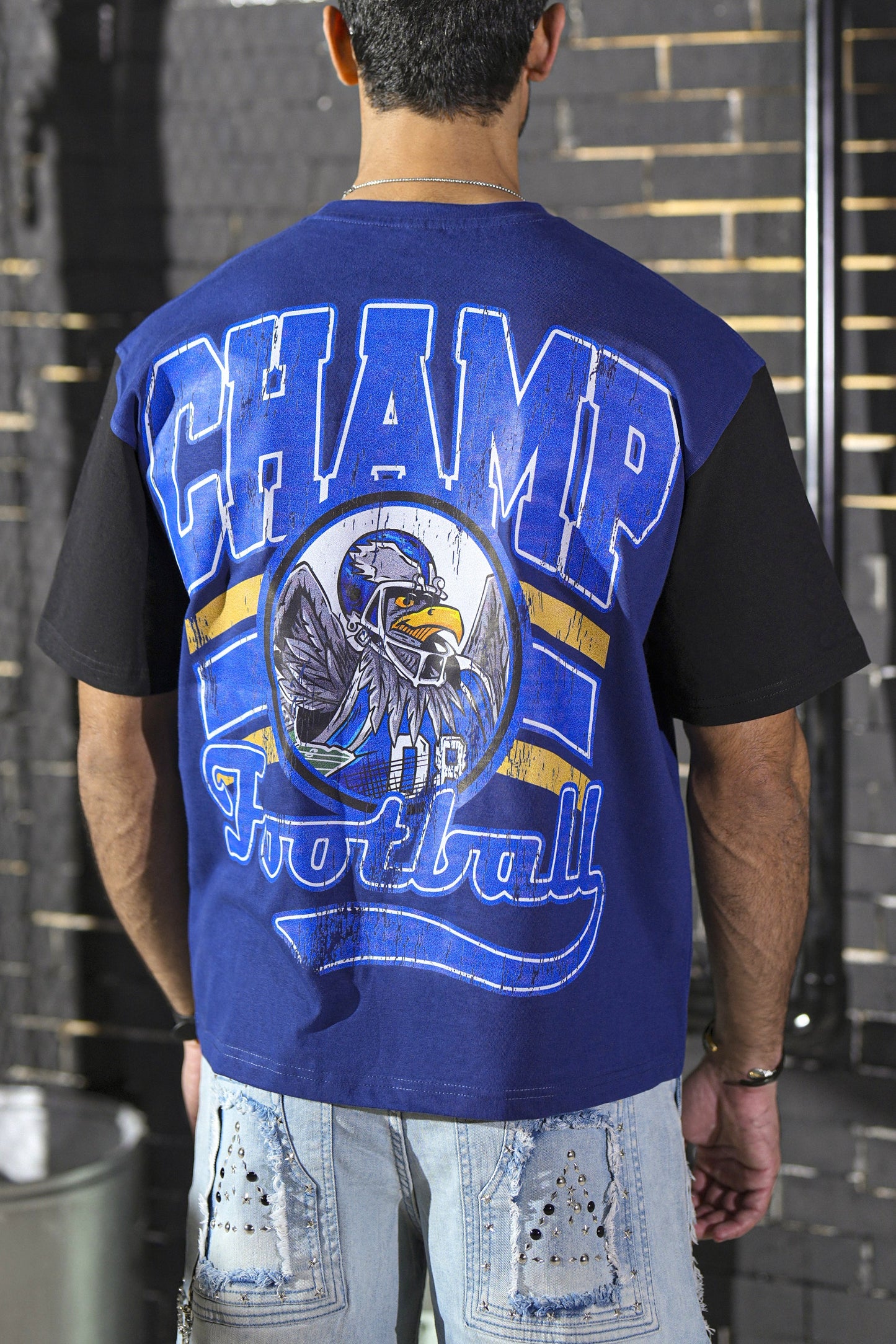Champ Premium Embellished Mens Tee Blue