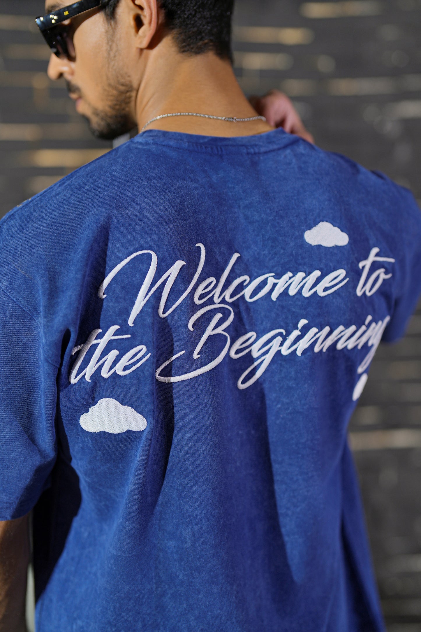 Night Premium Embellished Mens Tee Blue
