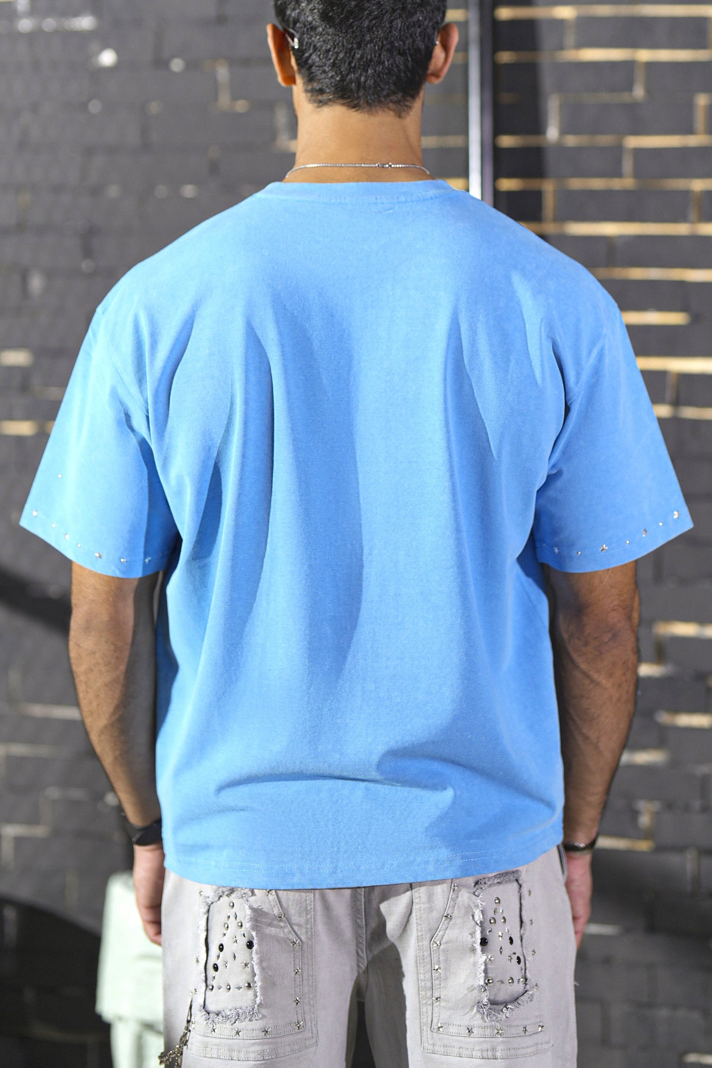 Unseen Premium Embellished Mens Tee Blue