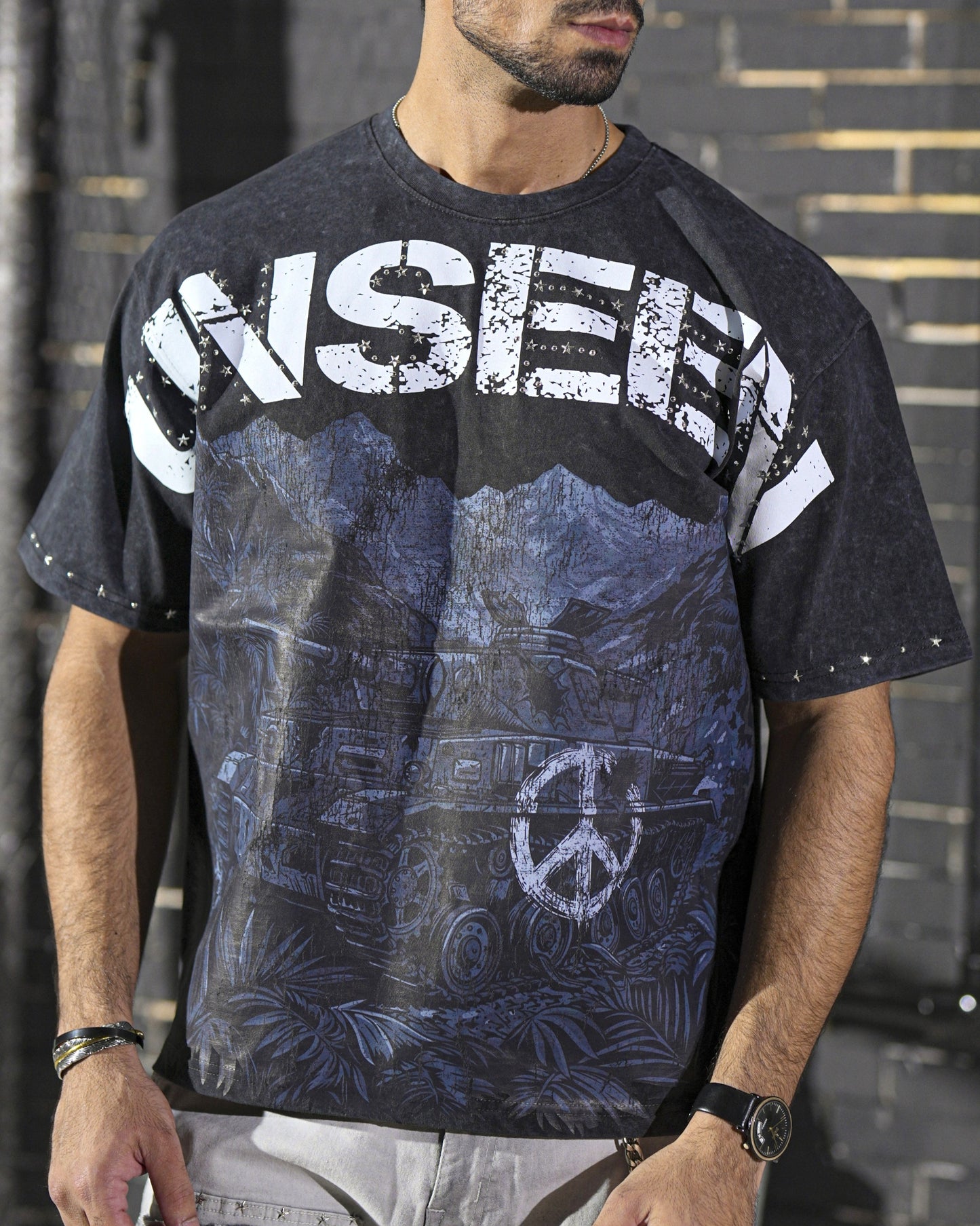 Unseen Premium Embellished Mens Tee Black