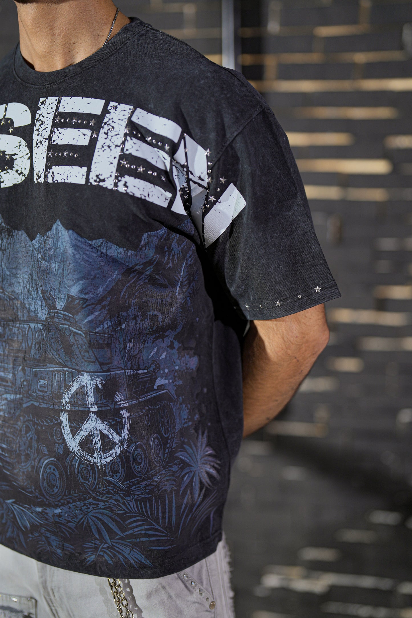Unseen Premium Embellished Mens Tee Black