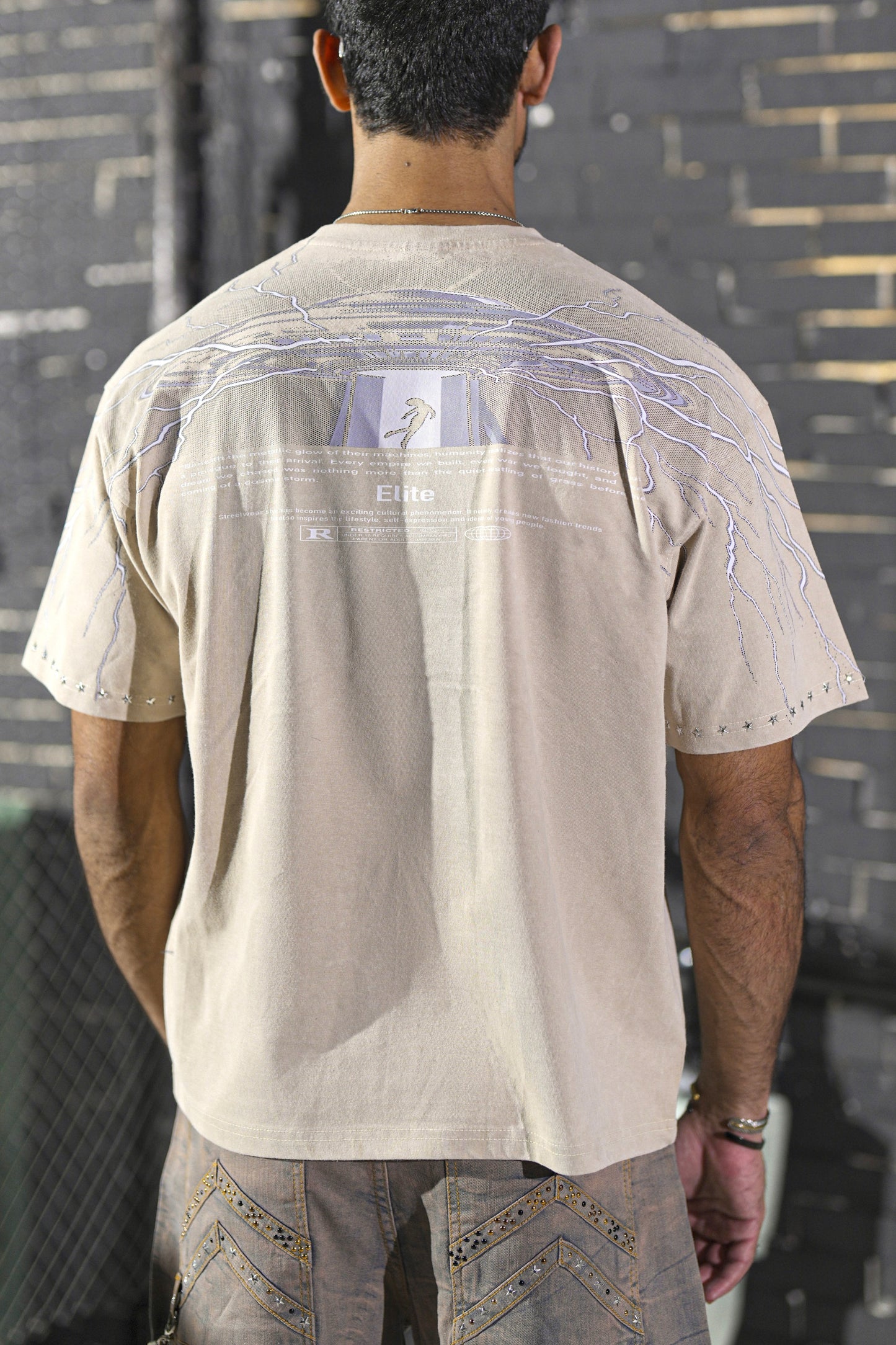 Control Premium Embellished Mens Tee Cream