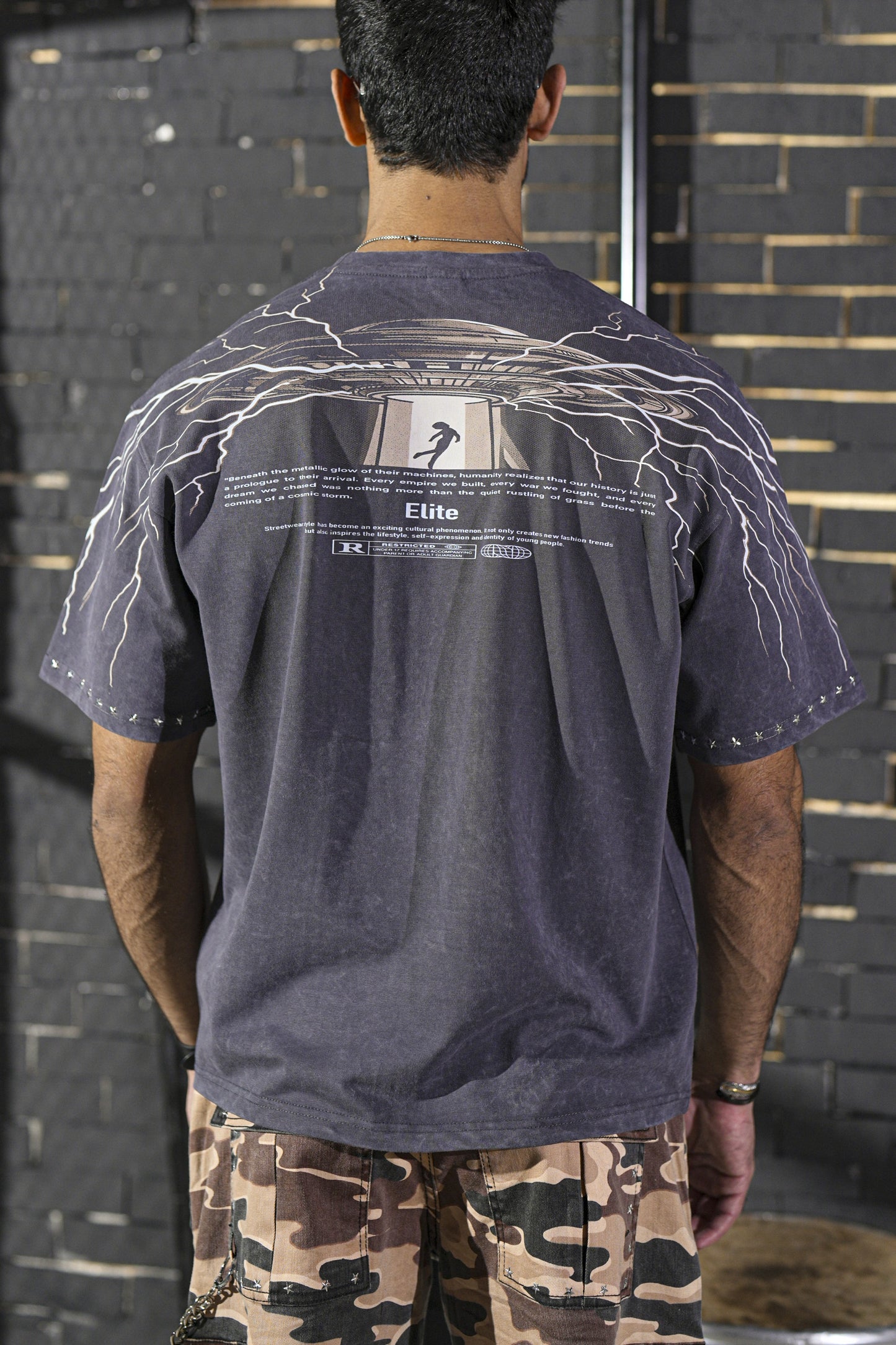 Control Premium Embellished Mens Tee Grey